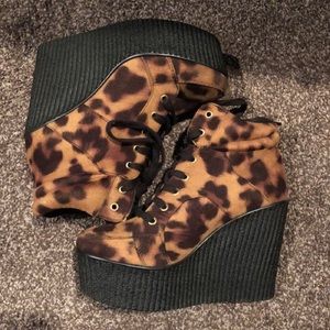 Leopard wedge booties forever 21